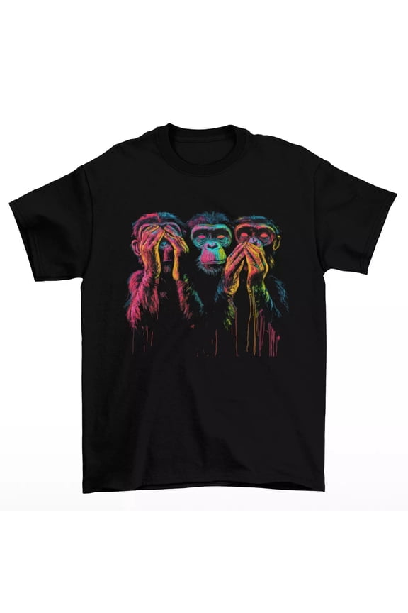 See No Evil Hear No Evil Speak No Evil T-Shirt – Funny Monkey Graphic Tee Unisex Cotton