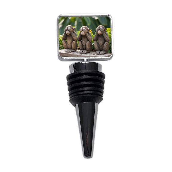 See No Evil Monkeys Funny Wine Bottle Stopper Cap Plug