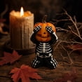 thumbnail image 1 of Set of 3 See No Hear No Speak No Evil Skeleton Pumpkin Figurines Resin Halloween Tabletop Decoration Fall Thanksgiving Home Decor for Mantel Shelf, 1 of 7