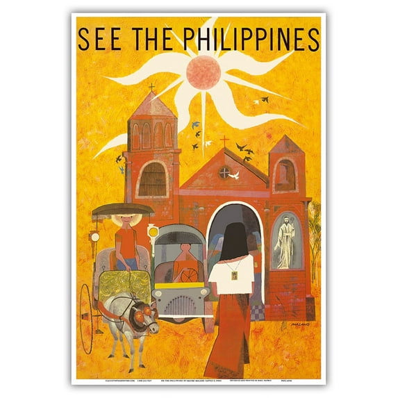 See The Philippines - Manila - San Agustin Church - Vintage Travel Poster by Mauro Malang Santos c.1950s - Master Art Print (Unframed) 13in x 19in