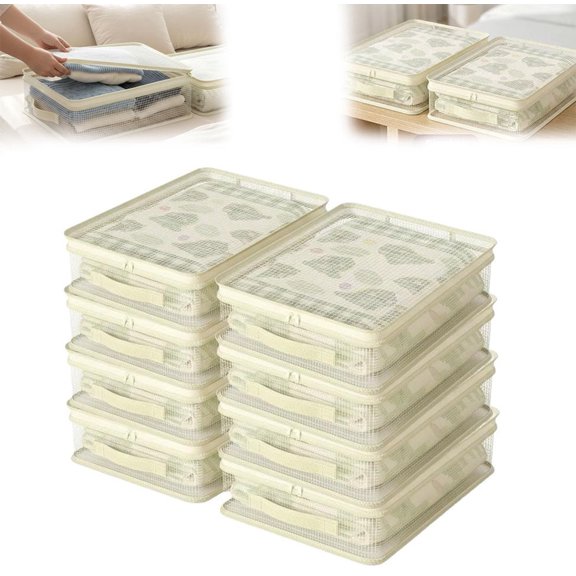 See-Through Closet Organizer Storage Bags, 2026 New Plastic Clear Storage Bags for Clothes with Easy-Glide Zipper, Bedding, Stackable Closet Organizer Bags for Clothes Bedding (8PCS)