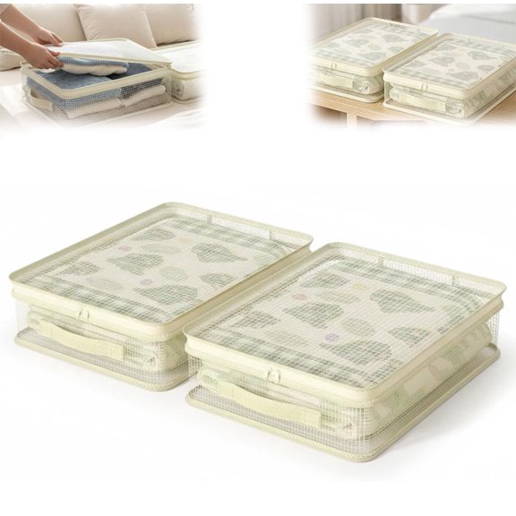 See-Through Closet Organizer Storage Bags, 2026 New Plastic Clear Storage Bags for Clothes with Easy-Glide Zipper, Bedding, Stackable Closet Organizer Bags for Clothes Bedding (2PCS)
