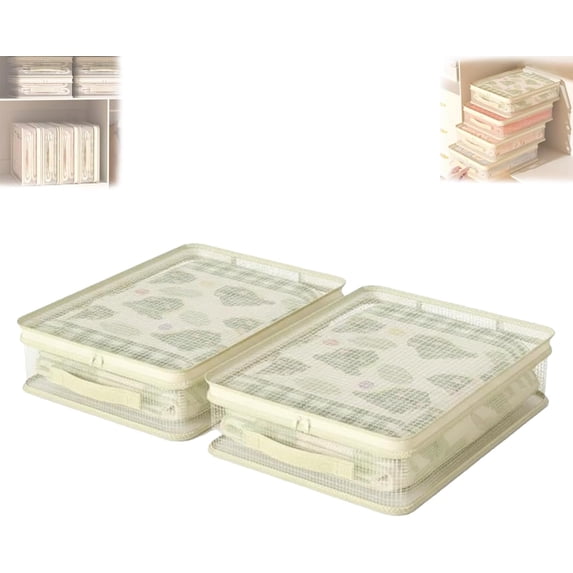 See-Through Closet Organizer Storage Bags, 2026 New Plastic Clear Storage Bags for Clothes, Stackable Easy Access PVC Mesh Fabric Closet Organizer for Bedding Seasonal Clothing (2 PCS)