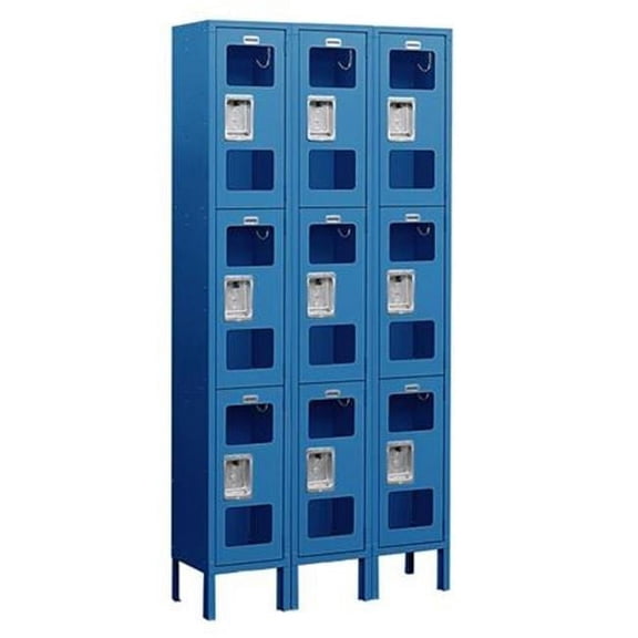 See-Through Metal Locker - Blue - Triple Tier - 3 Wide