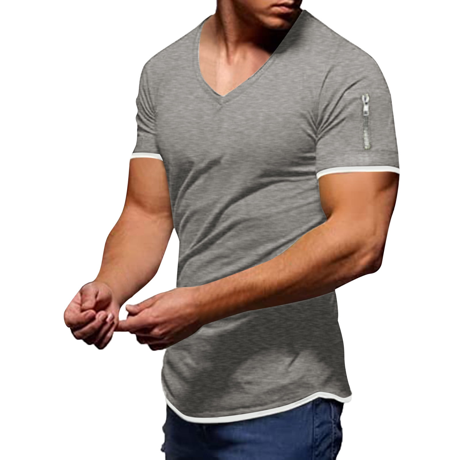 talent Udfordring Brise See Thru Tops Men Mens Summer Fashion Casual Solid Color Stitching Zipper  Pocket T Shirt Short Sleeve Shirt Top Blouse Plain T Shirt - Walmart.com