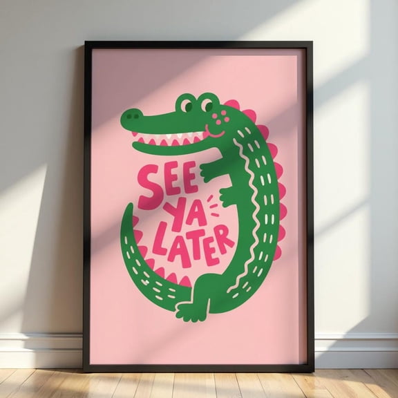 See Ya Later Alligator Wall Art Cute Crocodile Nursery Decor Animal Artwork Playroom Wall Decor, Unframed Paper Print