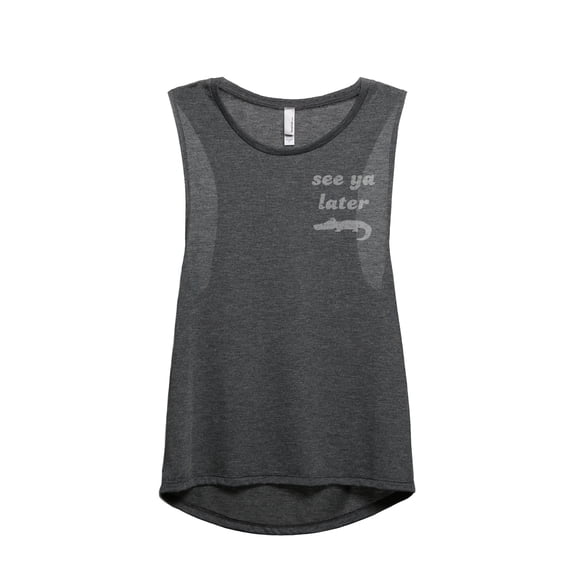 See Ya Later Alligator Women's Fashion Sleeveless Muscle Tank Top Tee Charcoal Grey Small
