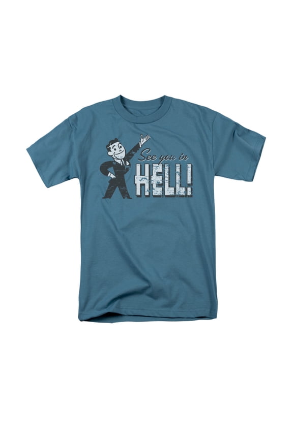 See You In Hell Funny Distressed Vintage Cartoon Adult T-Shirt