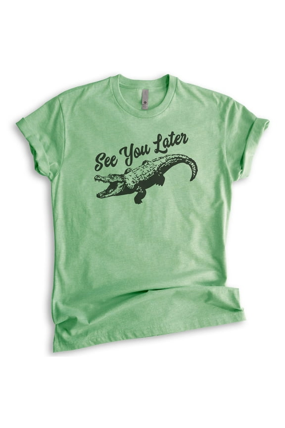 See You Later Alligator Shirt, Unisex Women's Men's Shirt, Funny Alligator Shirt, Gator Shirt, Swamp Shirt, Heather Apple Green, Large