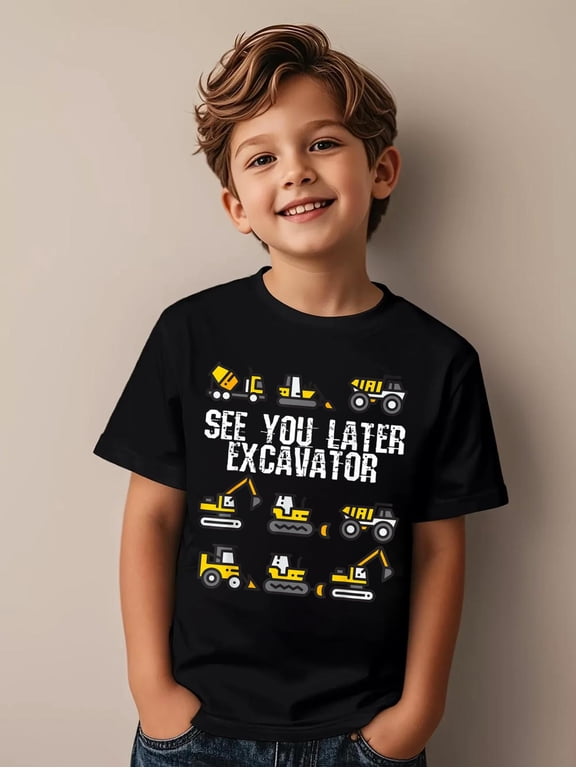 See You Later Excavator Funny Toddler Boy KidsCotton Soft Graphic Tee Breathable Playwear T-Shirt