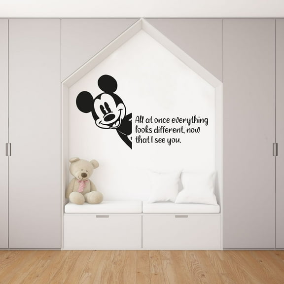 See You Mickey Mouse Quote Disney Cartoon Quotes Wall Sticker Art Decal for Girls Boys Room Bedroom Nursery Kindergarten House Fun Home Decor Stickers Wall Art Vinyl Decoration Size (27x30 inch)