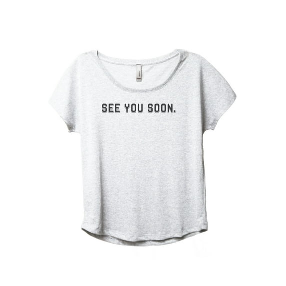 See You Soon Women's Fashion Slouchy Dolman T-Shirt Tee Heather White X-Large