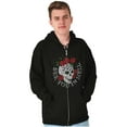 thumbnail image 1 of See You in Hell Skull Roses Tattoo Zip Up Hoodie Men's Women's Brisco Brands M, 1 of 5