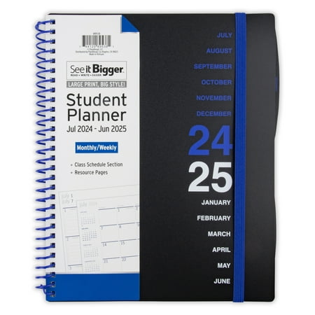 See it Bigger Academic July 2024-June 2025 Monthly Weekly Student Planner (8.5 x 10)