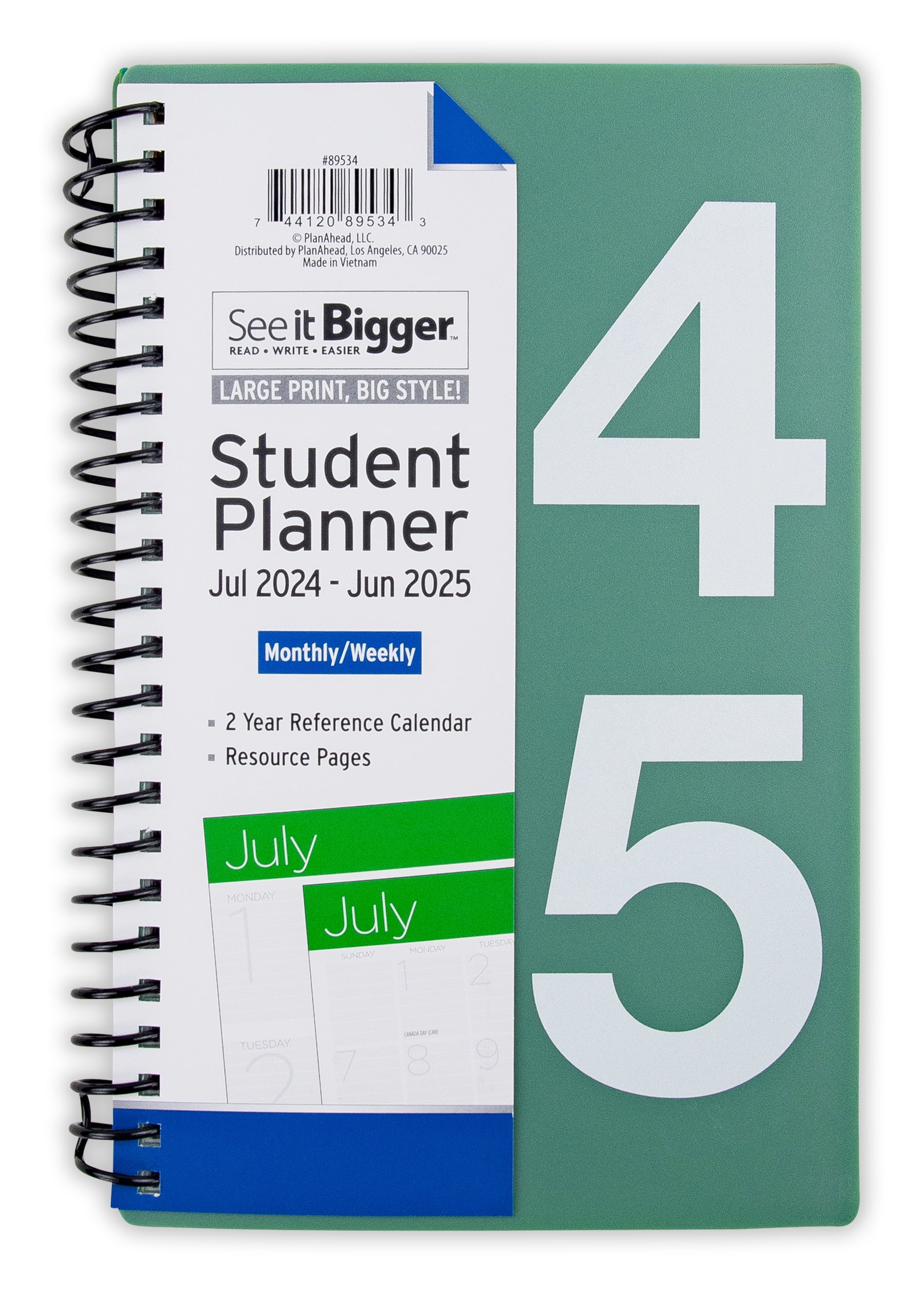 See it Bigger Academic July 2024-June 2025 Weekly Student Planner (8 x 5)