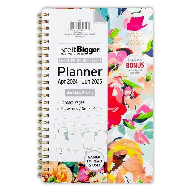 See it Bigger April 2024 - June 2025 Weekly Dated Planner (5.75" x 8.75