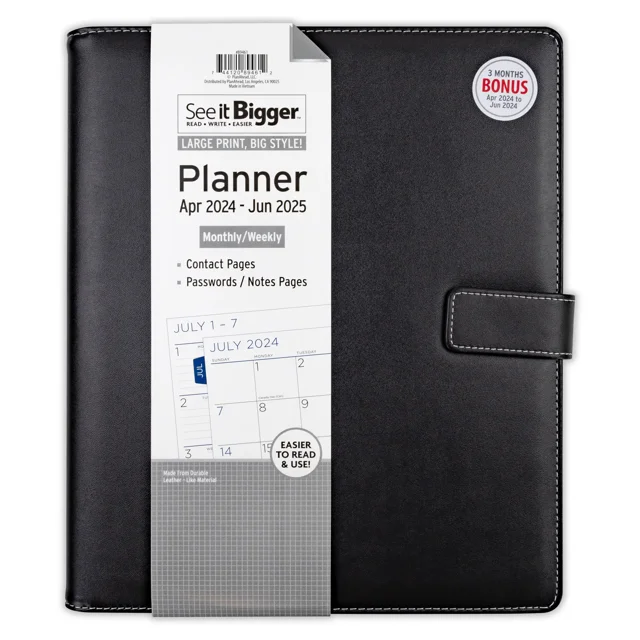 See it Bigger April 2024-June 2025 Weekly Dated Padfolio Planner (11.75