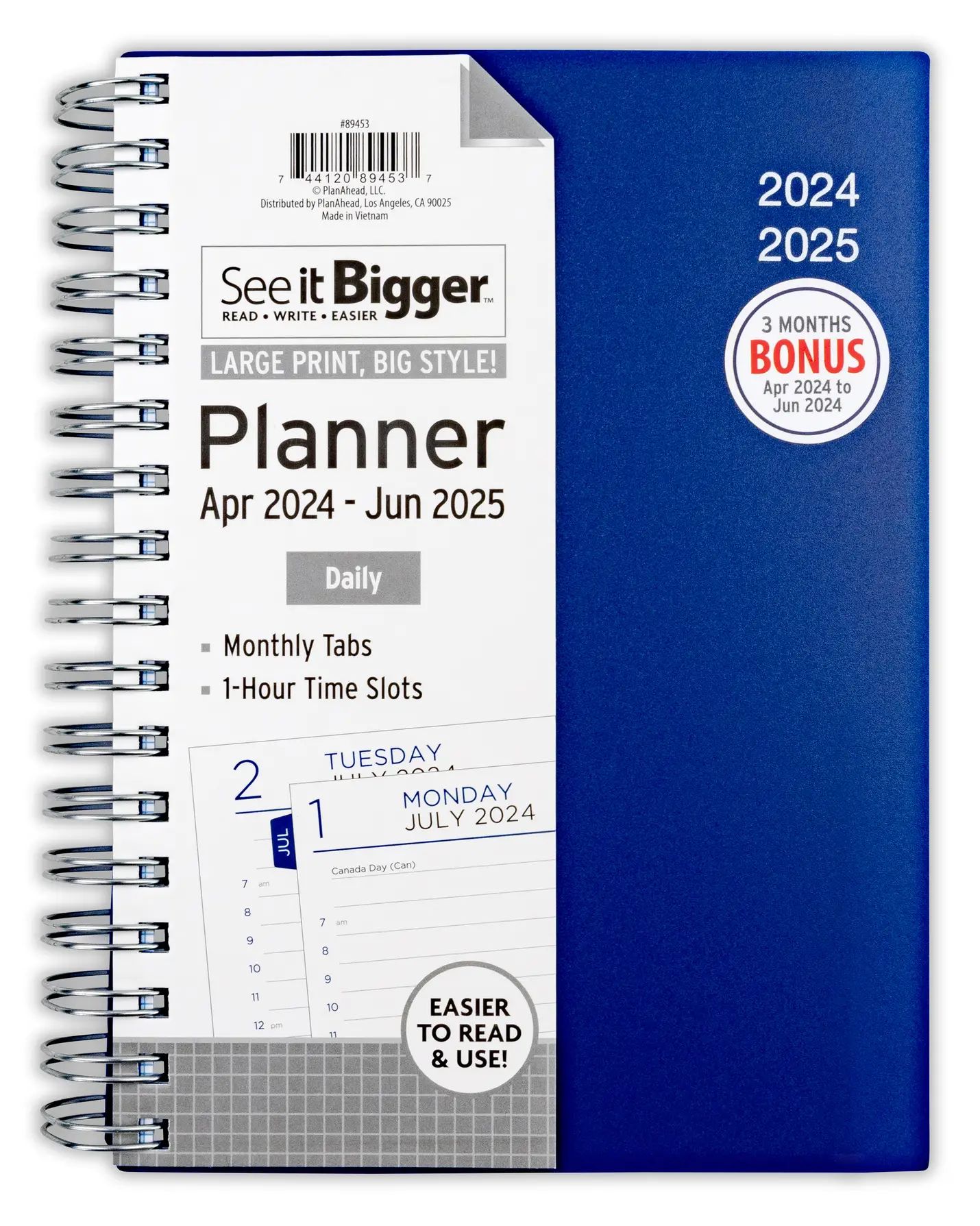 See it Bigger Daily Dated Planner, April 2024 June 2025 (6.75" x 8.75