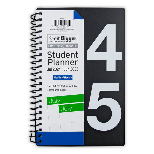 See it Bigger Academic July 2024June 2025 Weekly Student Planner (8 x