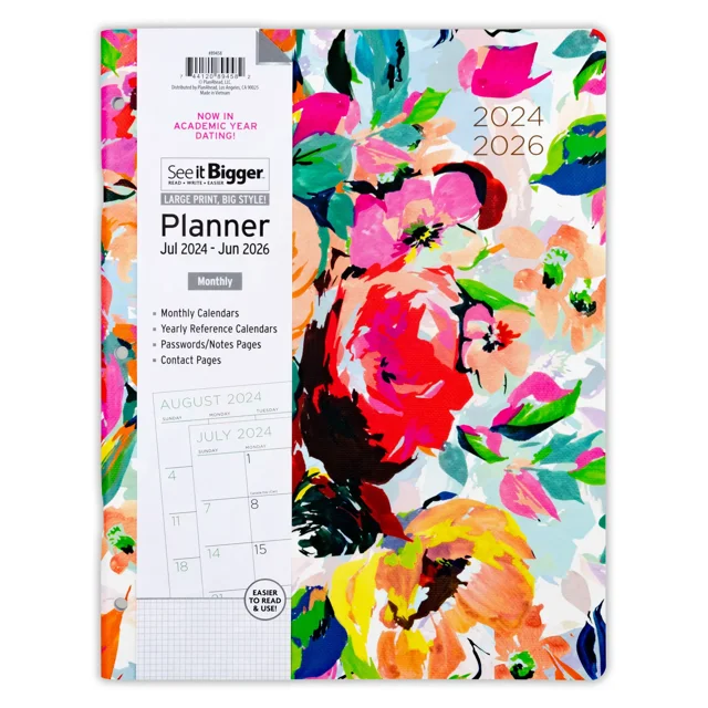 See it Bigger July 2024 - June 2026 Monthly Dated Planner (8.5" x 11")