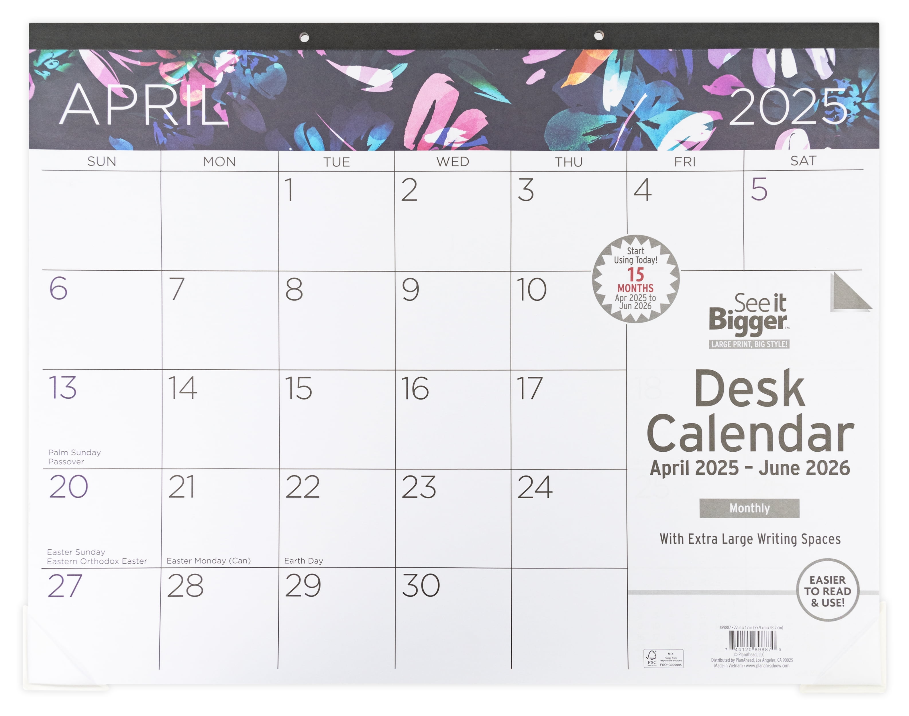 The Coupon deal of  See it Bigger Monthly Desk Pad Calendar Large (22″ x 17″) Blue, 15 month, Apr 2025-Jun 2026