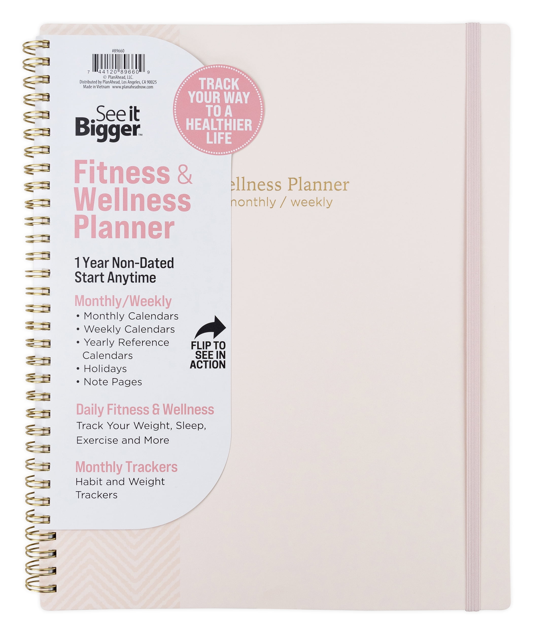 See it Bigger Monthly Weekly Planner Fitness Large (9 x 11) 12 Month Undated
