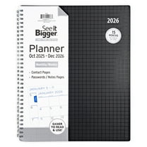 See it Bigger Monthly Weekly Planner Large (9" x 11") Black 15-Month, Oct 2025-Dec 2026