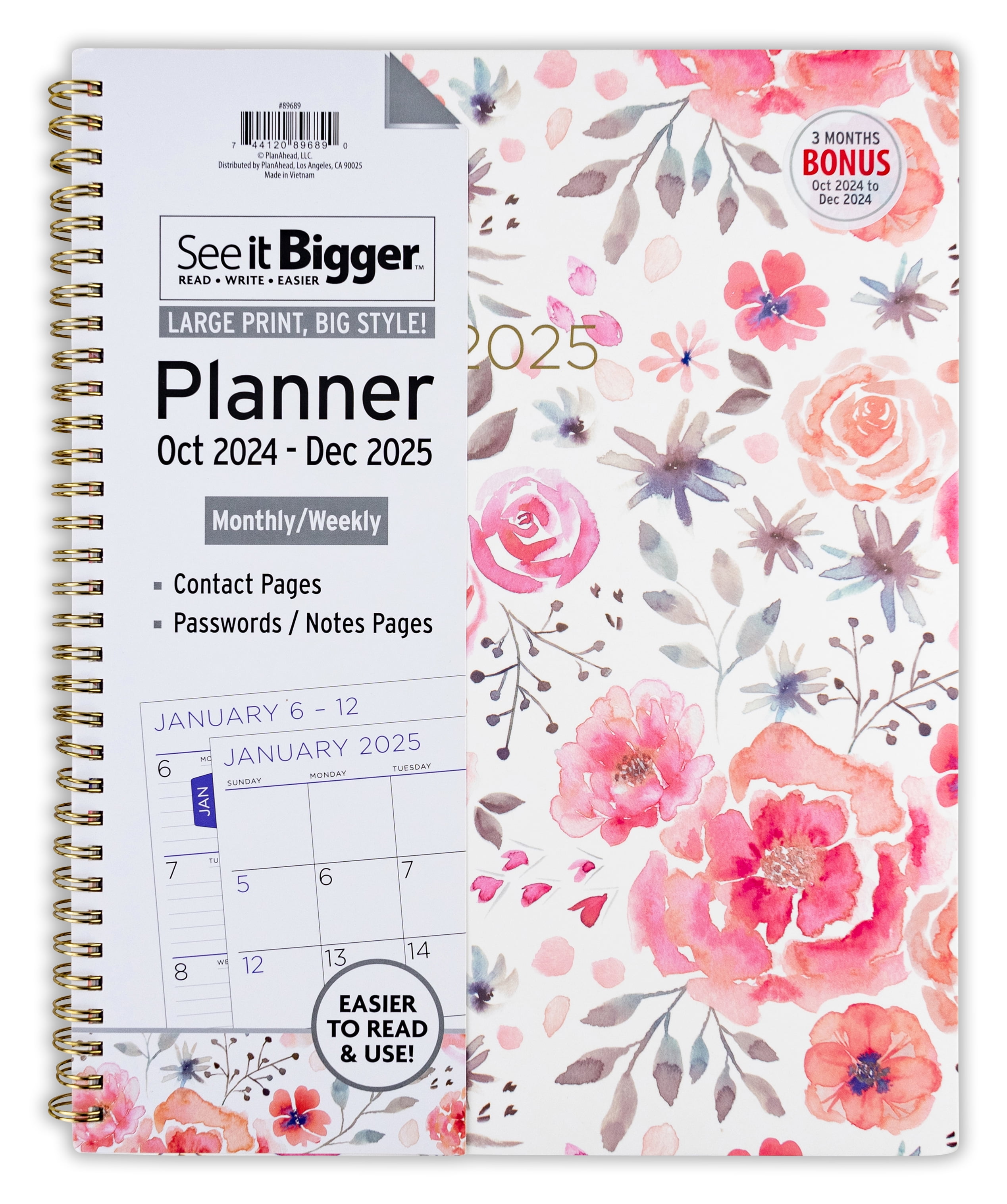 Walmart Deal of See it Bigger October 2024 - December 2025 Weekly Dated Planner (11" x 9.75")