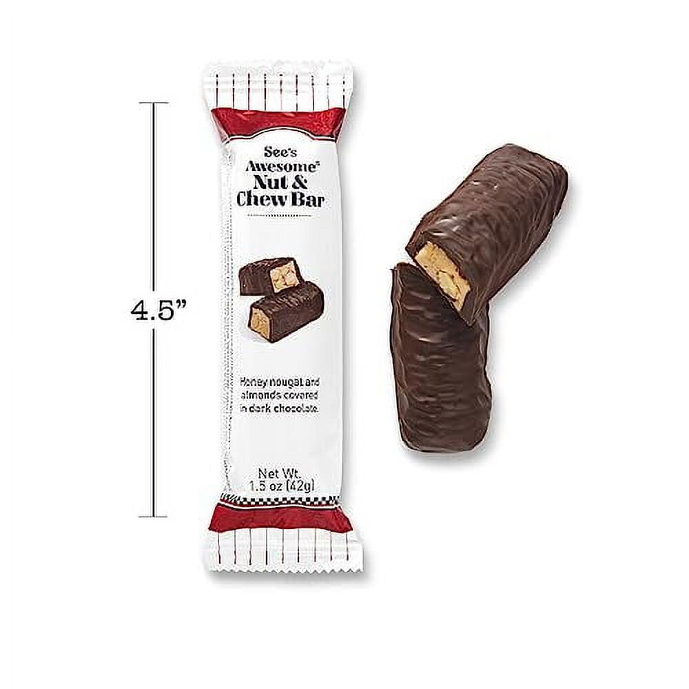 See's Candies 12 oz Awesome Nut & Chew Bars (8 Individually Wrapped