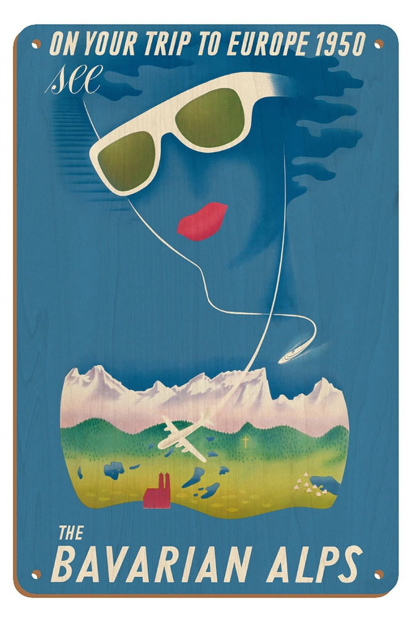 See the Bavarian Alps - On your Trip to Europe - Vintage Travel Poster 
