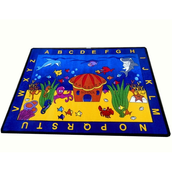 Kids World Carpets See the Sea Children's Tufted Nylon Educational and Play Area Rug (6'6 x 8'4) - EXACT SIZE - EXACT SIZE