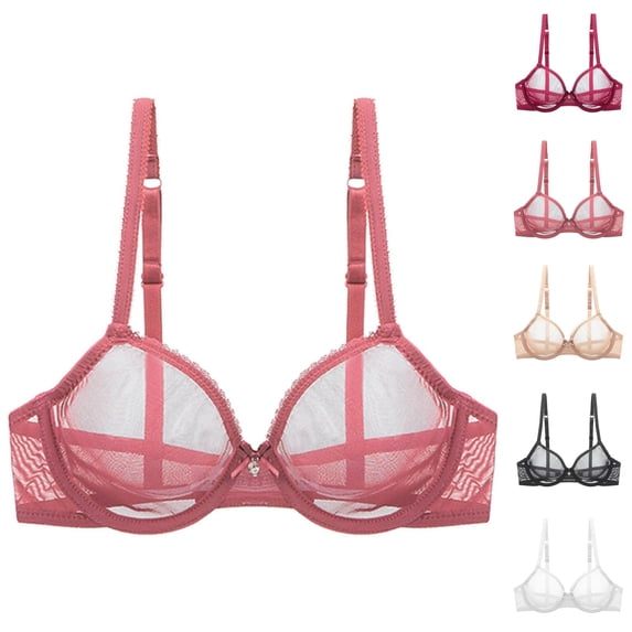 See through Bras for Women Mesh Lace Breathable Unlined Soft Underwire Bralettes Non Padded Clear Bra