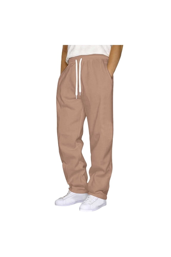 Mens Sweatpants Joggers Classic Adjustable Drawstring Work Leisure Sports Holiday Costume Hunting Versatile Multi-Occasion, Khaki M
