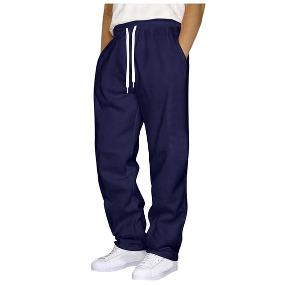 SLdy Mens Sweatpants Joggers Classic Adjustable Drawstring Work Leisure Sports Holiday Hunting Versatile Multi-Occasion, Navy L