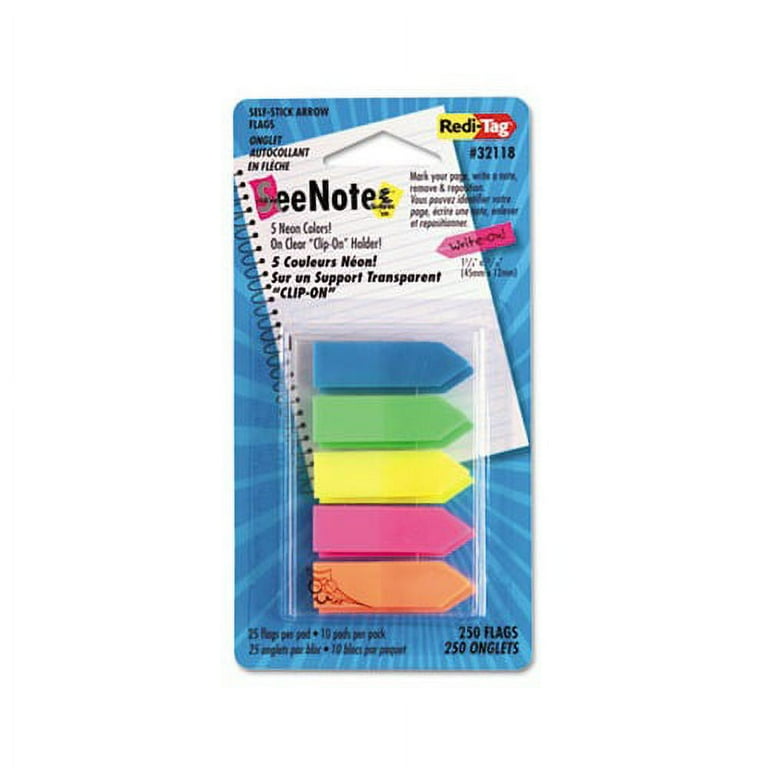 SeeNotes Transparent-Film Arrow Page Flags, Assorted Colors, 50/Pad, 5 Pads SeeNotes Transparent-Film Arrow Page Flags, Assorted Colors, 50/Pad, 5 Pads