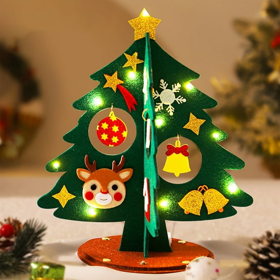 Seebayas 9.5-inch DIY Felt Christmas Tree for Toddlers, Kids Interactive Activity Tree with Removable Ornaments for Fine Motor Skills, Creative Holiday Gift for Children