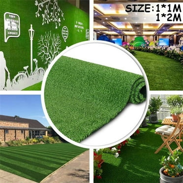 Seebayas Green Artificial Grass Rug Grass Carpet 39.4"X39.4", Large Size Realistic Fake Grass Deluxe Turf Synthetic Turf Thick Lawn Pet Turf -Perfect for Indoor/Outdoor