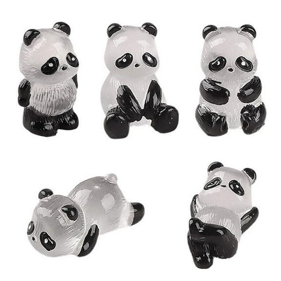 Seebee Cute Mini Luminous 3D Panda Resin Crafts Glow In The Dark Tiny Pandas Micro J0
