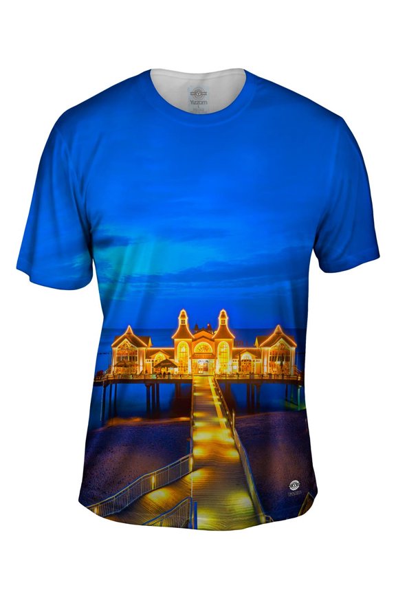 Seebrucke Lights A Glow Blue Sunset Mens T-Shirt All Over Print