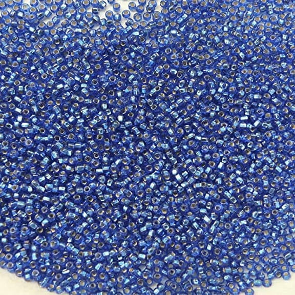 Seed Beads 10/0 Czech Medium Blue Lined Silver Glass Rocailles (one Hank Pack)