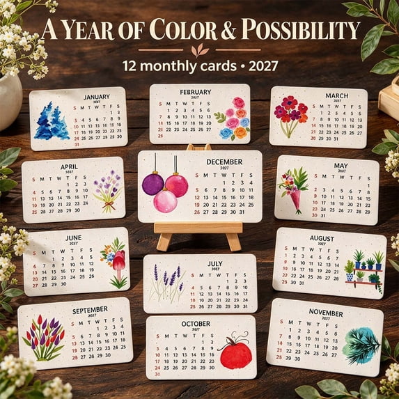 Seed Calendar 2027 – Seed Calendar That Grows, 2027 Seed Calendar Plantable, Wildflower Seed Paper Monthly Planner, Eco-Friendly Desk Decor & Garden Gift