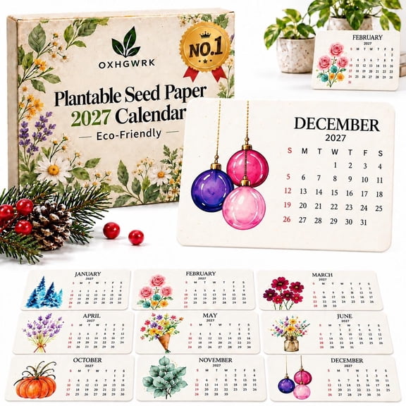 Seed Calendar That Grows Floral Acre Monthly Cards Wildflower Desk Planner Track meetings and reminders at home or work then soak finished pages and place in soil