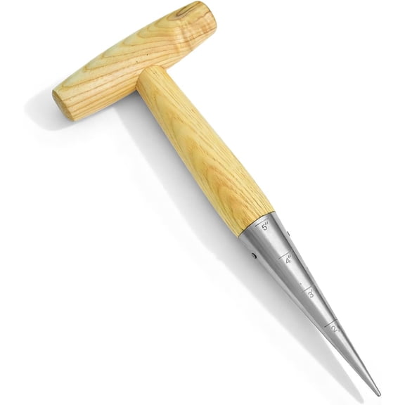 Seed Dibber Hand Dibber Bulb Planter Tool, Stainless Steel Garden Dibber with Wooden Handle for Planting Seeds, Bulbs, Tulips, Daffodils and Flowers