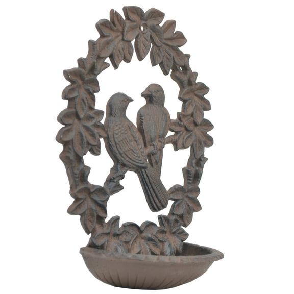 Seed Feeder Bird Bath Decorative Cast Iron Wall Mount 9.75" Long by Flag Emotes