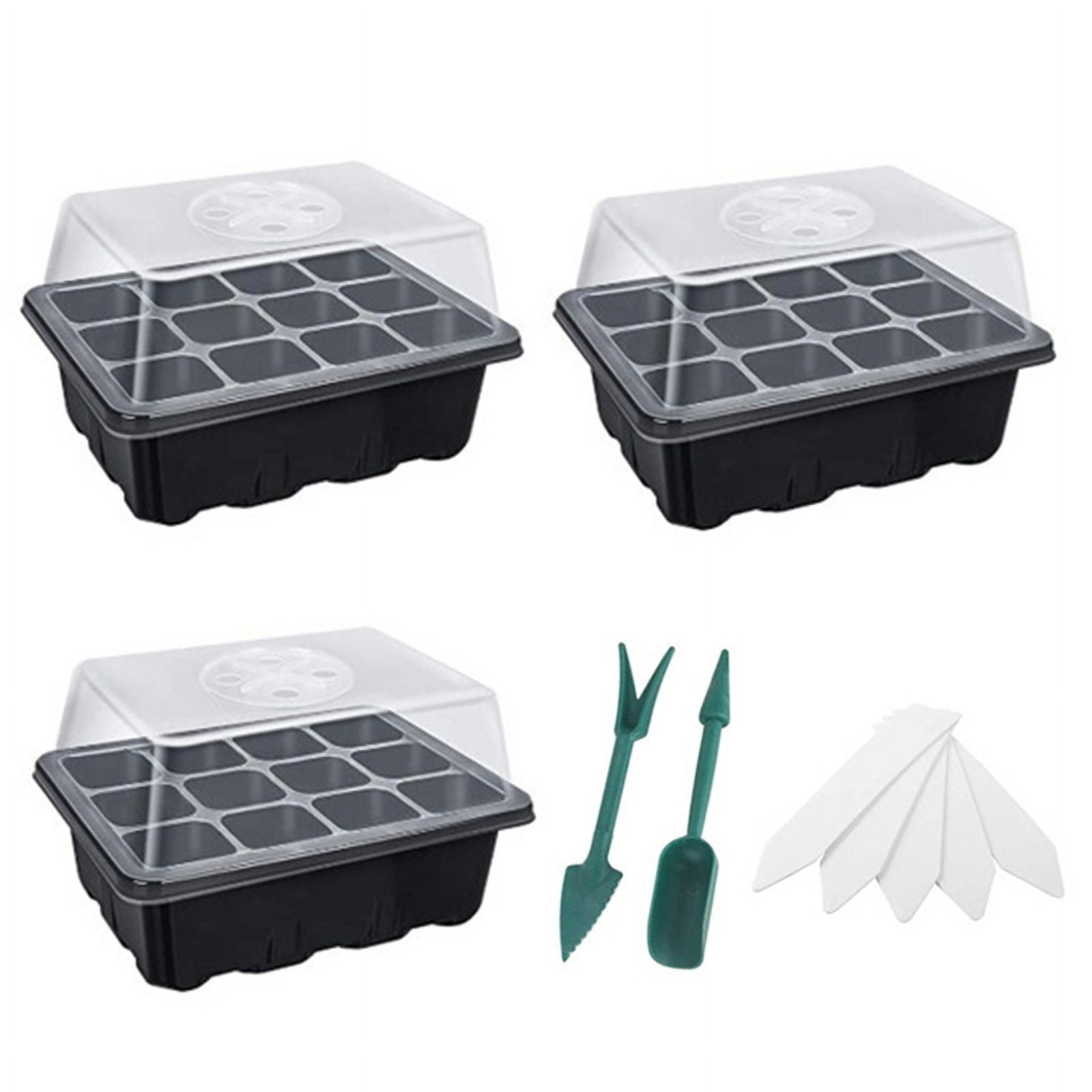 Seed Growth Box Seed Trays with Lids 12 Holes 3 Pack Propagator with