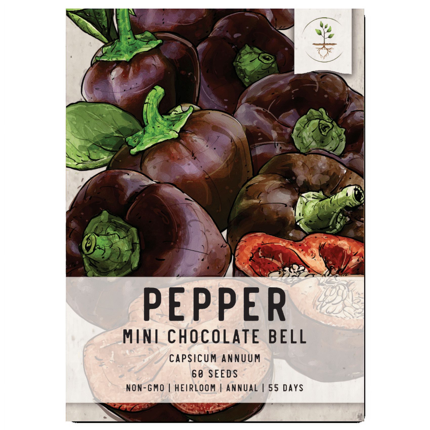 Seed Needs, Miniature Chocolate Bell Pepper Seeds For Planting