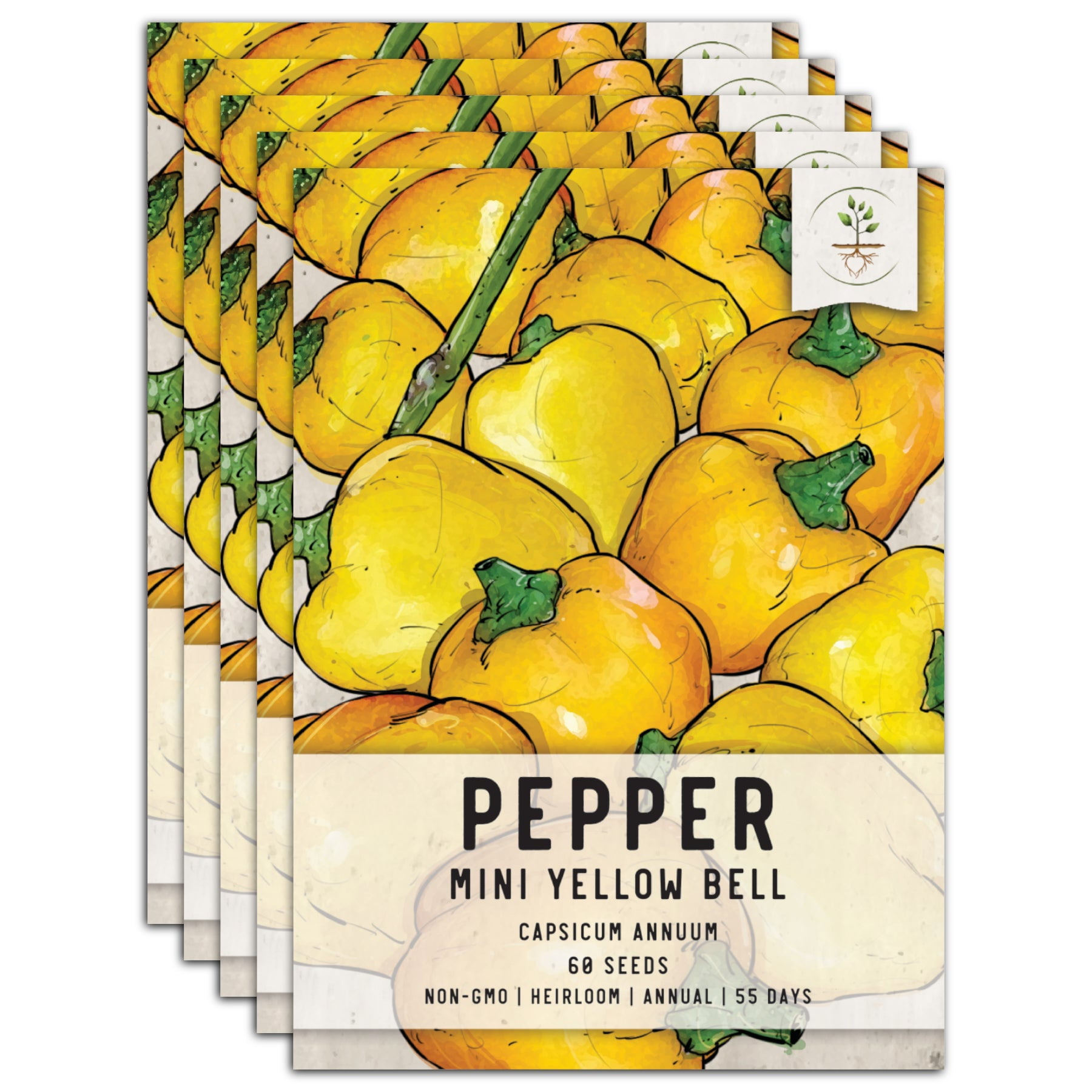 Seed Needs, Miniature Yellow Bell Pepper Seeds For Planting (Capsicum