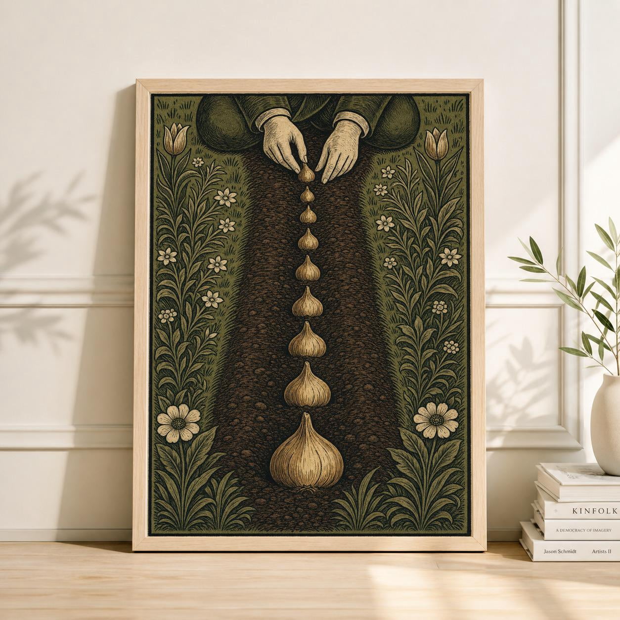 Seed Planting Garden Row Pattern Rustic Farming Poster , Poster Print ...