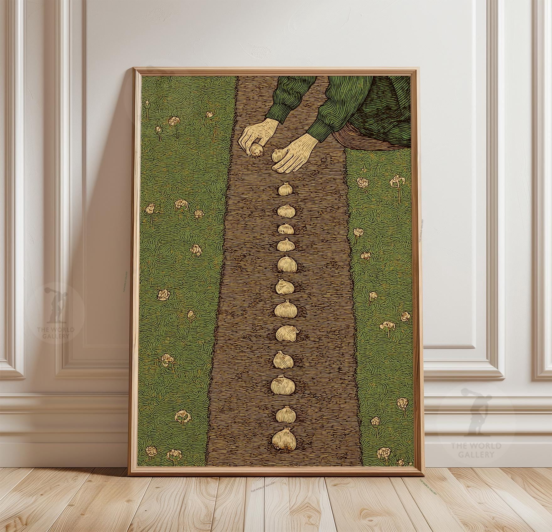 Seed Planting Poster, Garden Row Pattern, Rustic Farming Wall Art Print ...