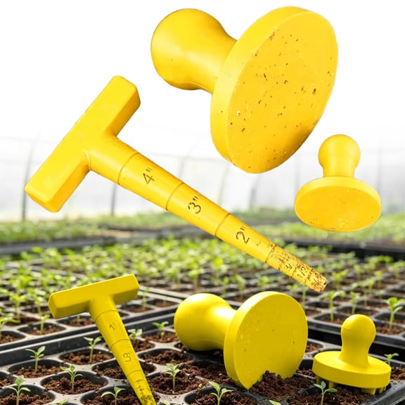 Seed Sowing Starter Tool Set, Reusable Depth Marked Dibber Hole Punch Kit, Planting Dibble Seed Spacer Tools, Seedling Transplant Hand Tools, Garden Soil Hole Punch Seed Starting Accessory